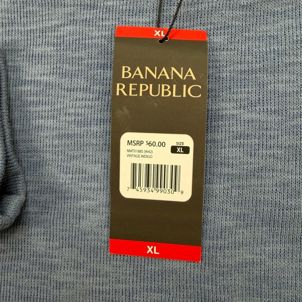 NEW Banana Republic Mens XL Double Knit Crew Vintage Indigo Blue Sweatshirt